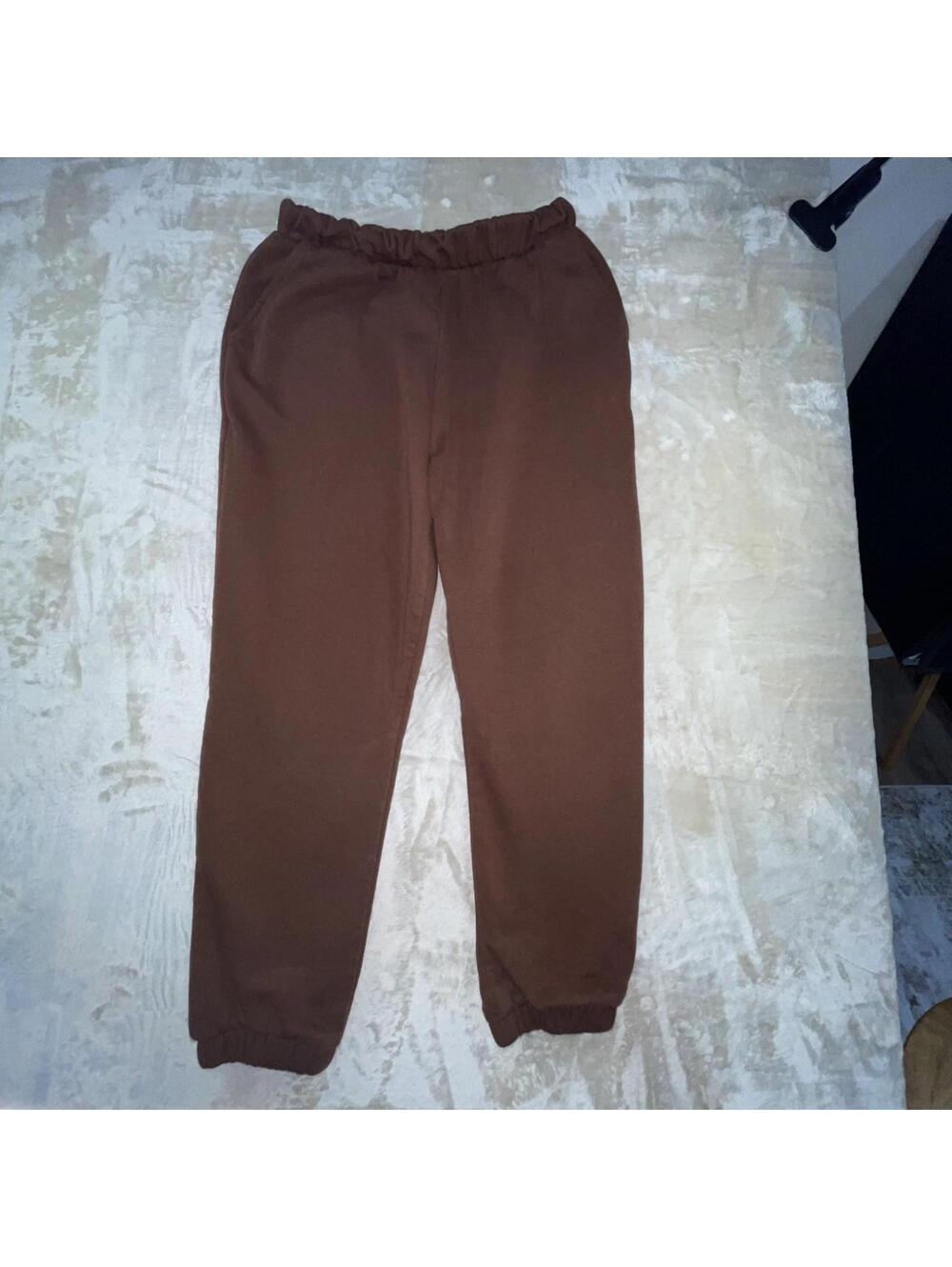 ZARA Men’s Burgundy Jogger Sweatpants with Pockets - Elastic Waist, Cozy Casual